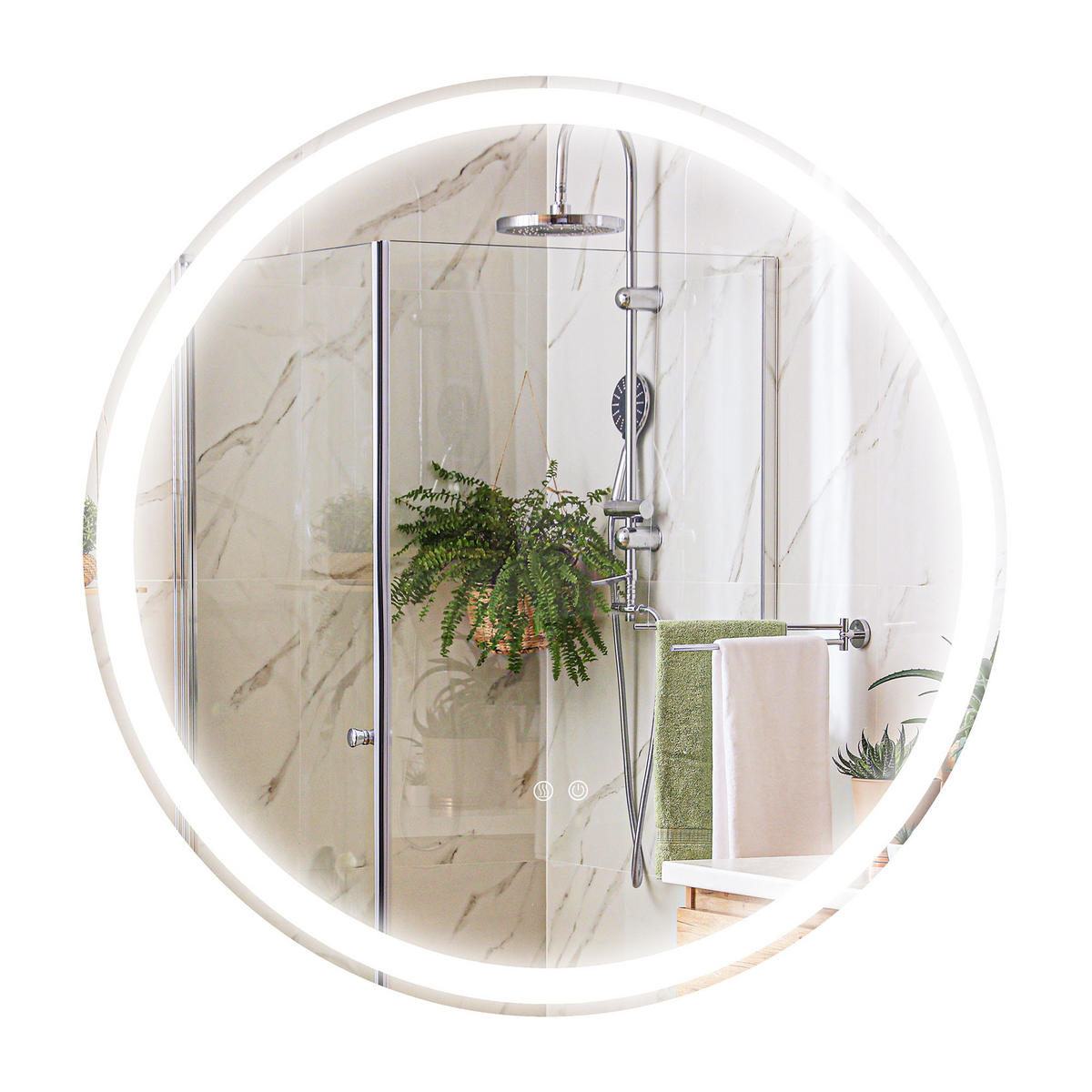 BADEZIMMERSPIEGEL, mit Touch-Funktion, Memory-Funktion, kein Beschlagen - Silberfarben, Glas (3/60/60cm) - Kleankin