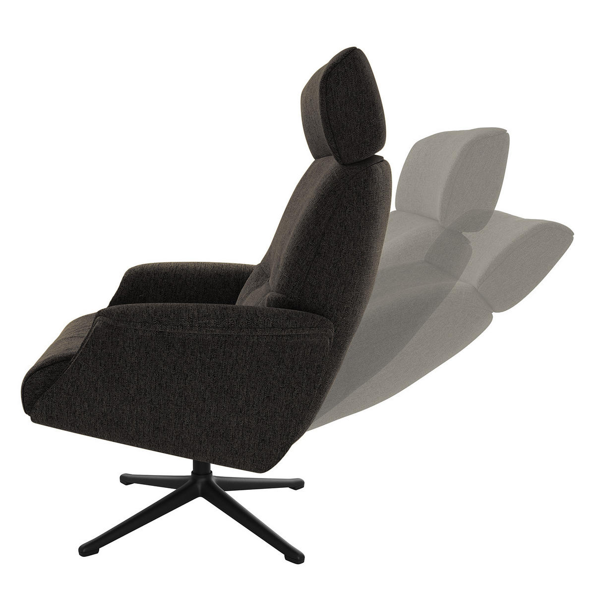 SESSEL - manuell verstellbar - Schwarz, Textil/Metall (83/110/88cm) - home24