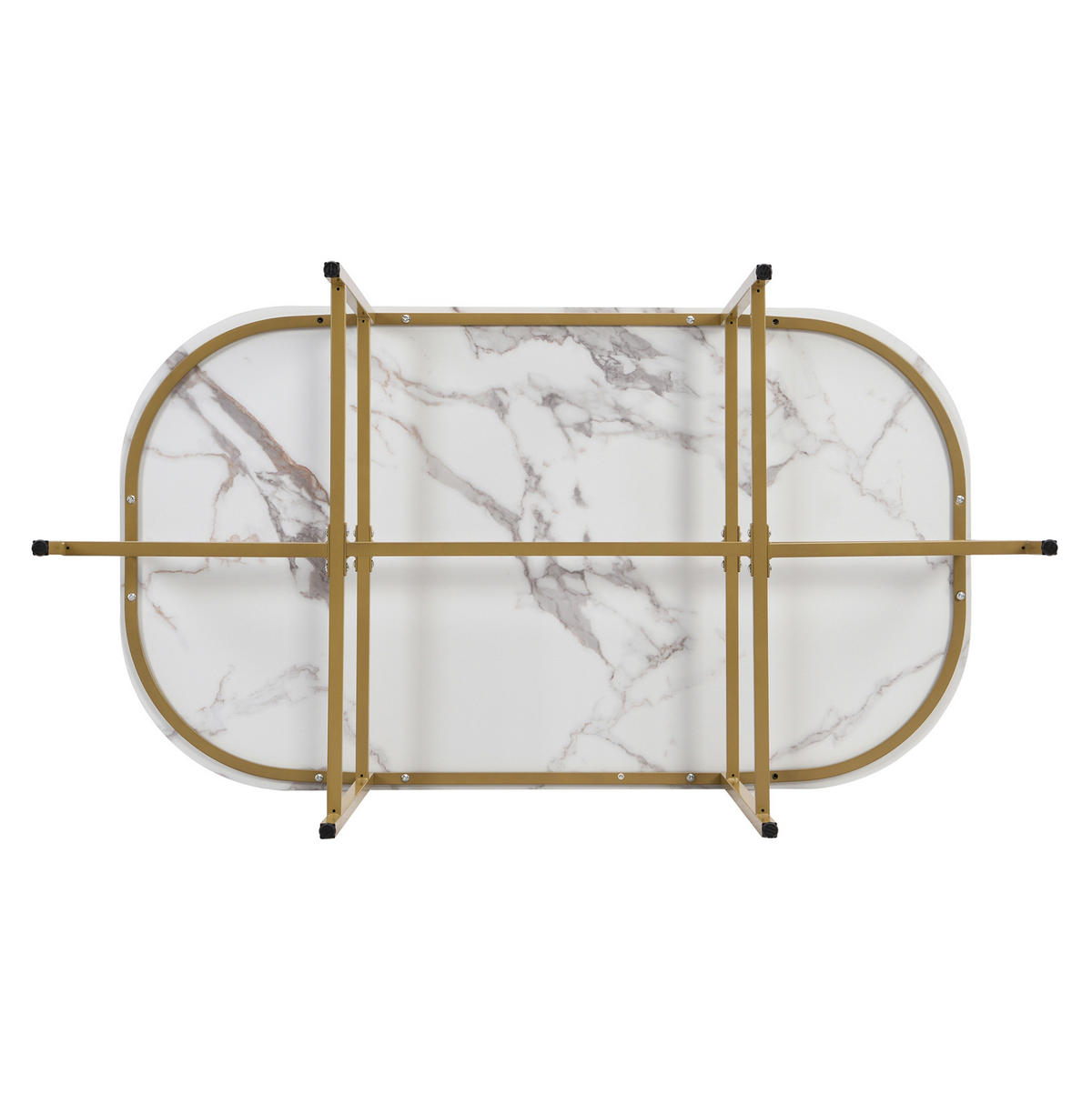 JÍDELNÍ sestava pro 6 osob bílá z MDF se zlatým kovovým rámem a židlemi s opěrkami - bílá, kompozitní dřevo (140/76/80cm) - OKWISH