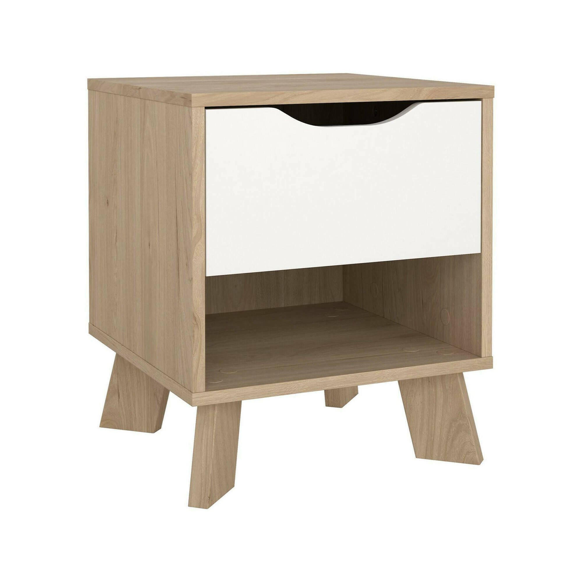 NACHTTISCH Eiche, Weiß 39.8/40.2/47.4 cm - Braun, Holzwerkstoff (40.2/47.4/39.8cm) - DMORA