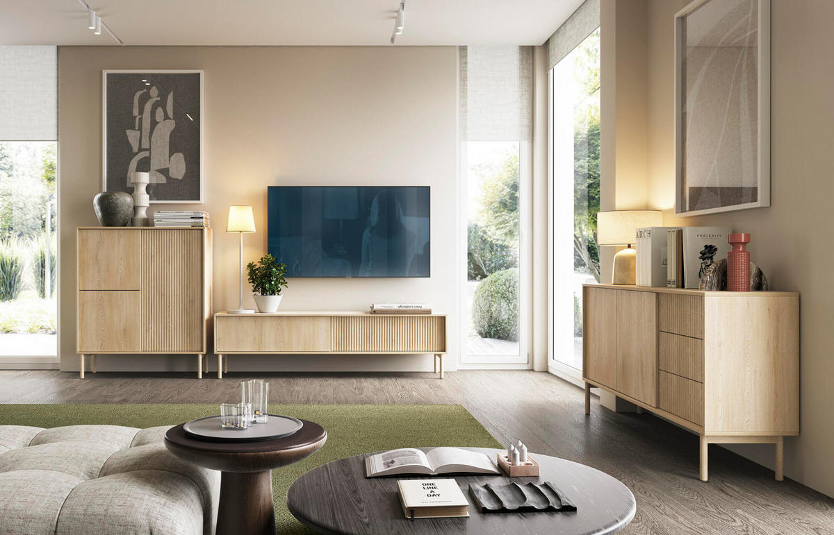 TV-LOWBOARD TAVO Beige 187x40x52 cm - Beige, Holzwerkstoff (187/52/40cm) - FURNLUX