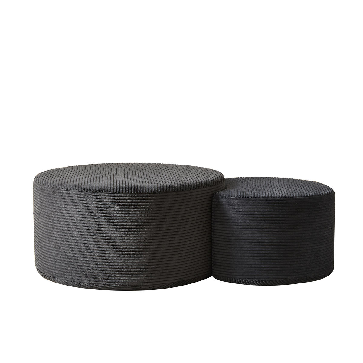 COUCHTISCH SET 2-tlg. Rund Gepolstert - Schwarz, Textil (127/81/40cm)