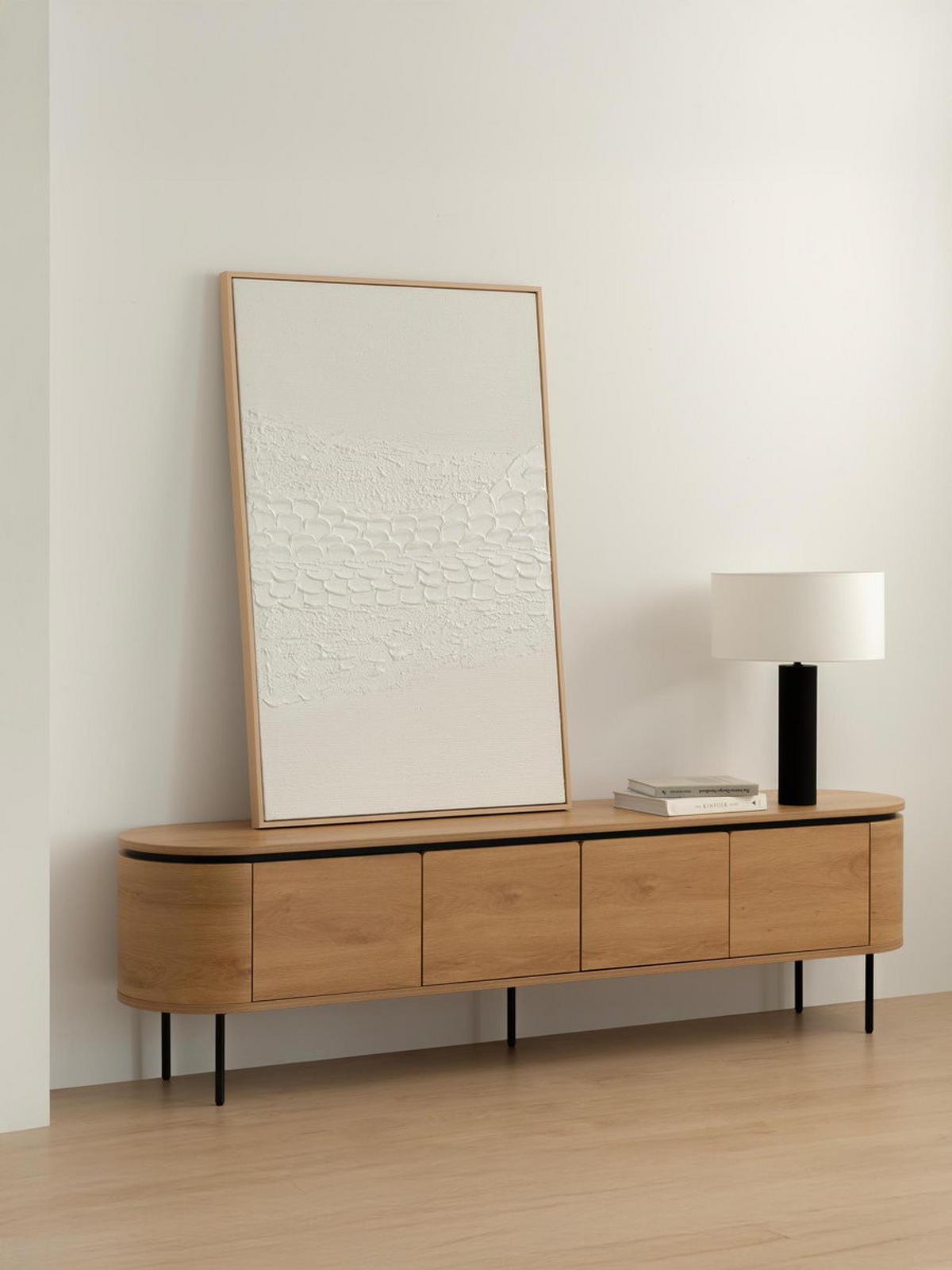 TV-ELEMENT Ilford Natur 200 cm x 55 cm - Braun, Holzwerkstoff (200/55/40cm) - Kenay Home