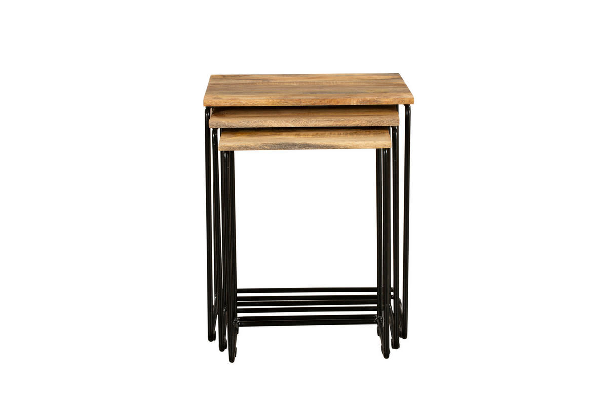 BEISTELLTISCH Peer 3er Set Mangoholz Braun 54x45x45cm - Braun, Holz (45/45/54cm) - DELUKE