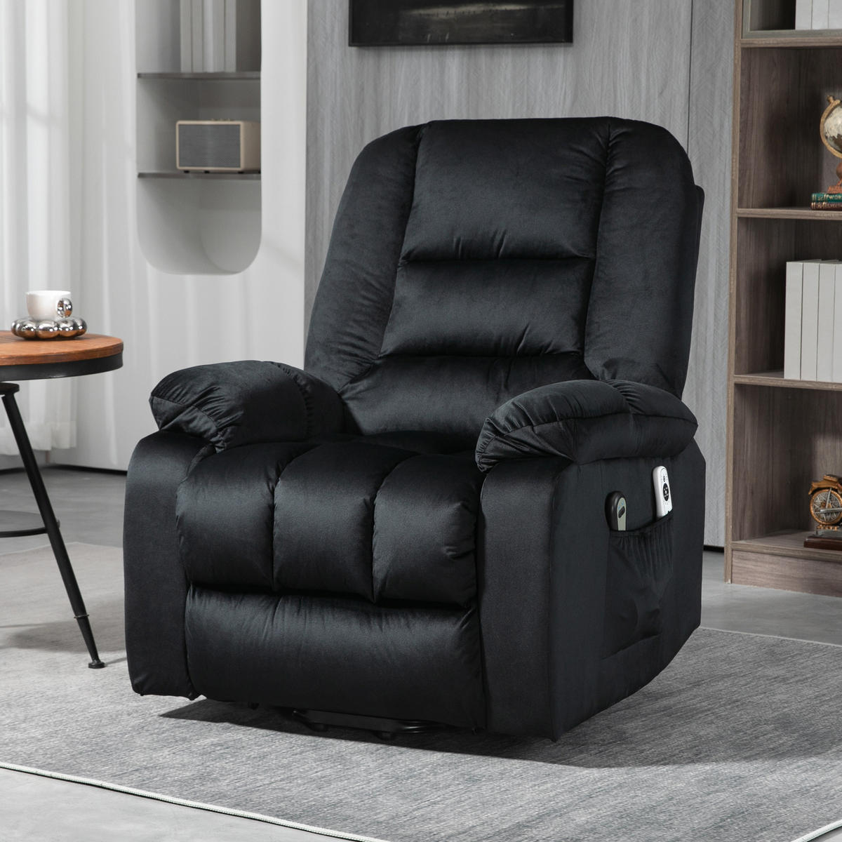 MASSAGESESSEL DE-15410 8 Massagepunkte mit Heizung, elektrisch neigbar Schwarz - Schwarz, Metall (94/107/85cm) - ComfortXL
