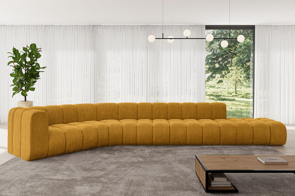 ECKSOFA modulares Sofa Tilmo-L2 - 490x194x70 cm Senfgelb - Currygelb, Holzwerkstoff/Textil (490/194cm) - ALTDECOR