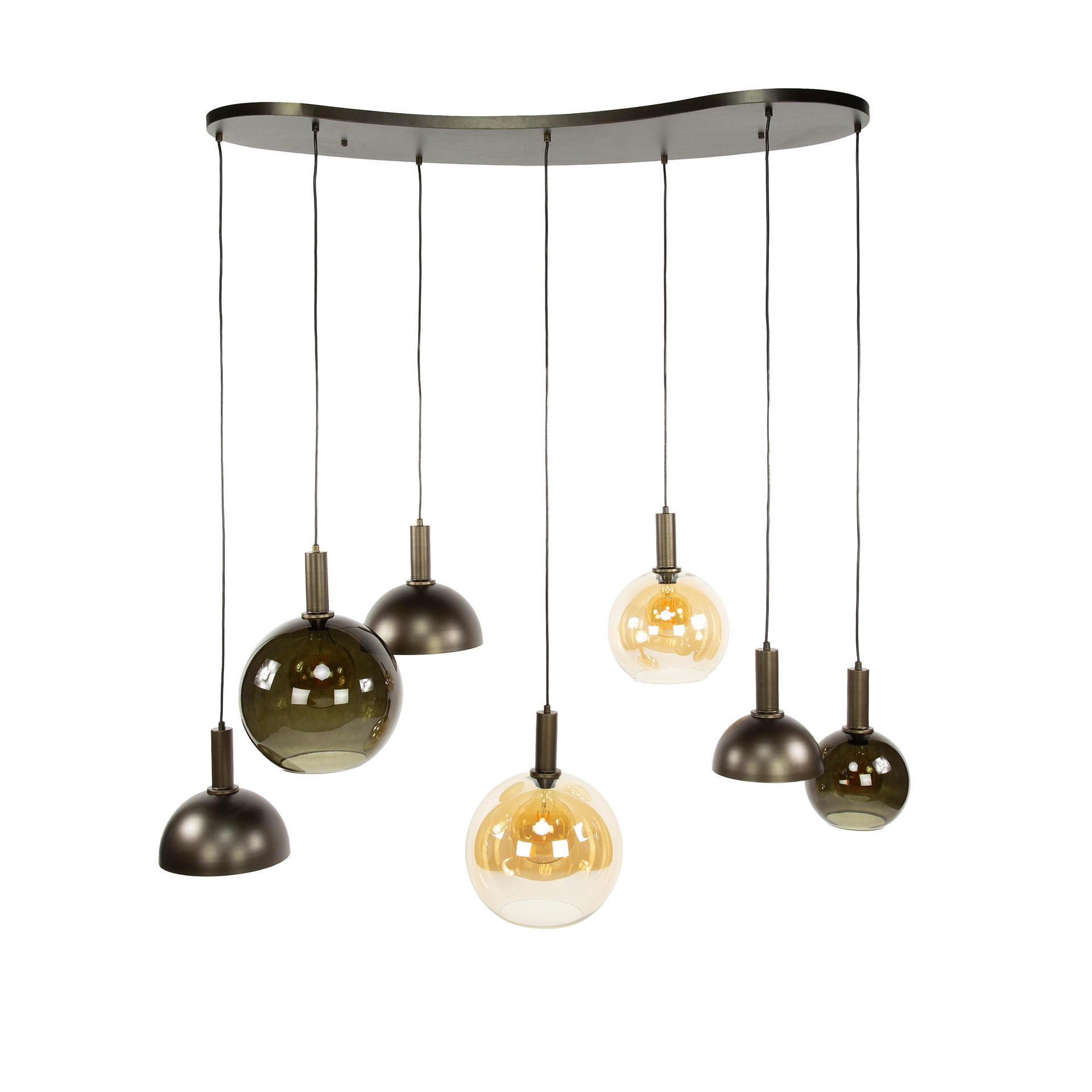 HÄNGELAMPE Cluster Braun 55/145/150 cm - Schwarz, Glas (55/145/150cm) - Hoyz Collection