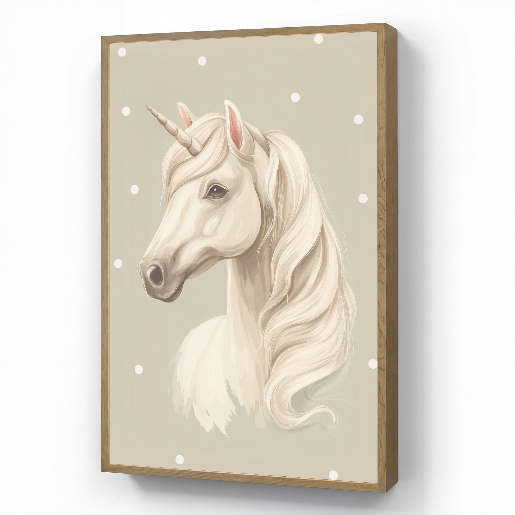NACHTTISCHLAMPE MIT AKKU Einhorn - Weiß - Punkte 70x100 cm - Taupe, Holzwerkstoff (8/70/100cm) - OnlyWow