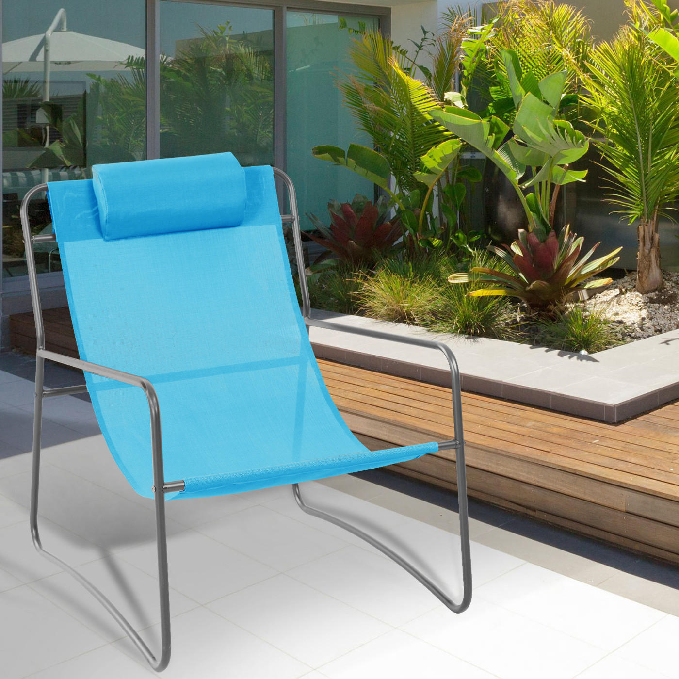RELAXSESSEL Sveio Blau (2er Set) - Blau, Metall (65/81/80cm) - SVITA