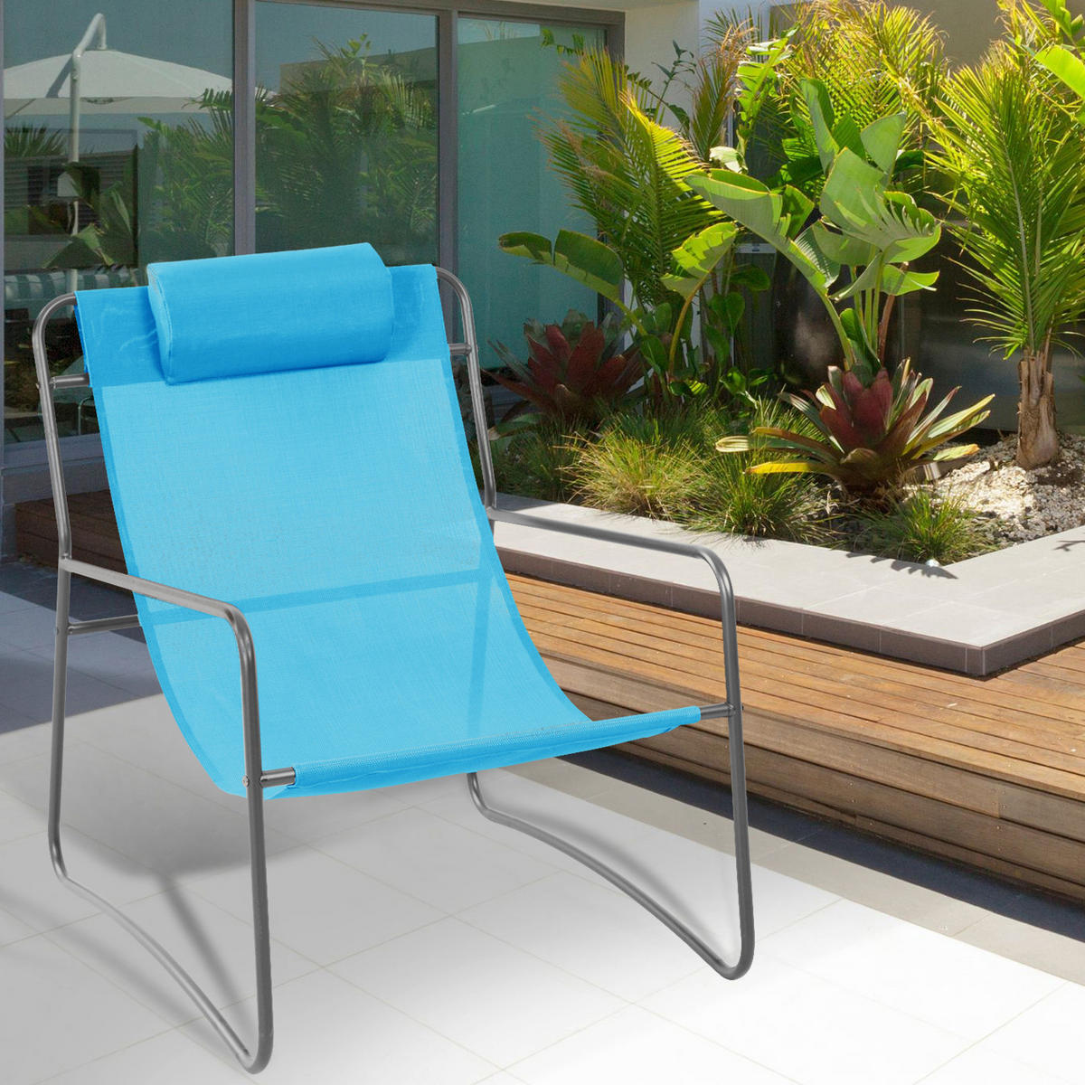 RELAXSESSEL Sveio Blau (2er Set) - Blau, Metall (65/81/80cm) - SVITA