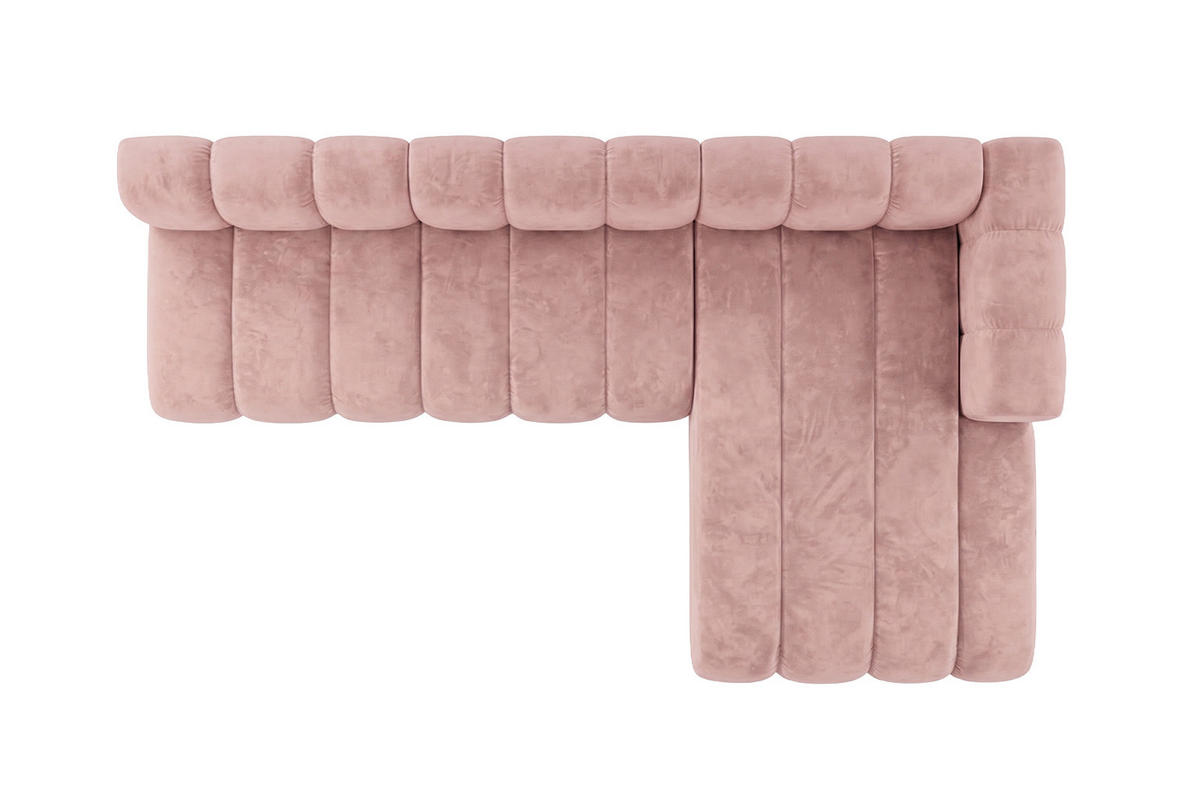 ECKSOFA Modulares In L-Form, Velvet-Stoff Riviera, Hellrosa, Rechts, GRAND 295 cm - Hellrosa, Holz (295/179cm) - Kaiser Möbel