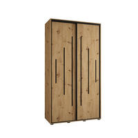 SCHWEBETÜRENSCHRANK 235,2/140/45 2-türig - Schwarz/Eiche Artisan, Holz/Metall (140/235/45cm) - Abiks Möbel