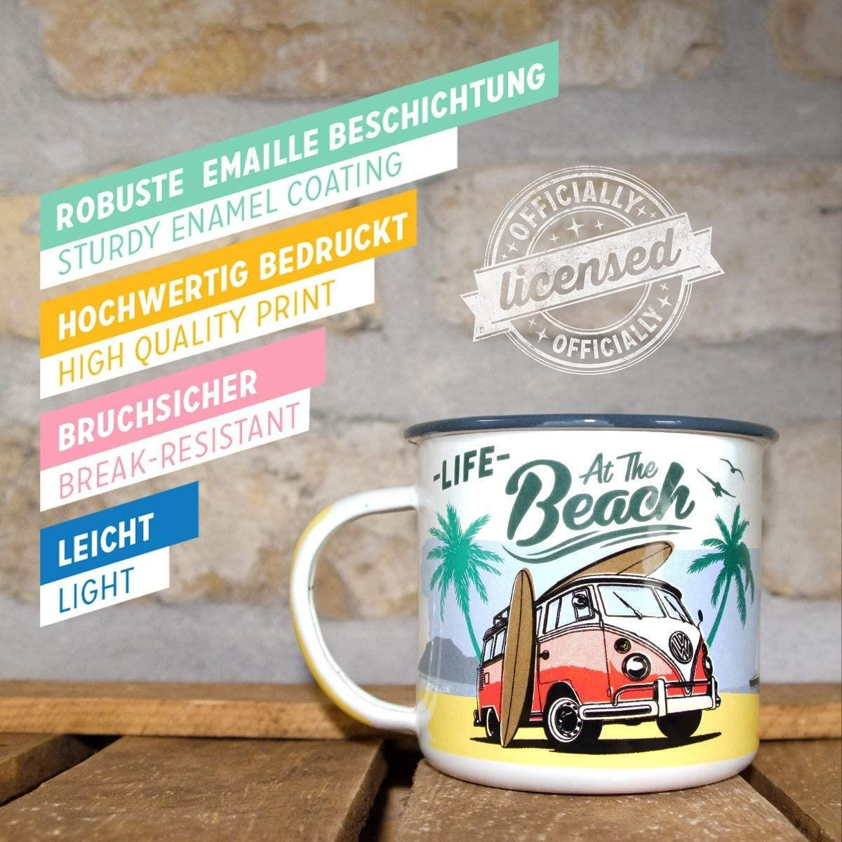 EMAILLE-BECHER 360 ml Volkswagen VW Bulli Beach - Multicolor, Metall (0.36L) - Nostalgic-Art
