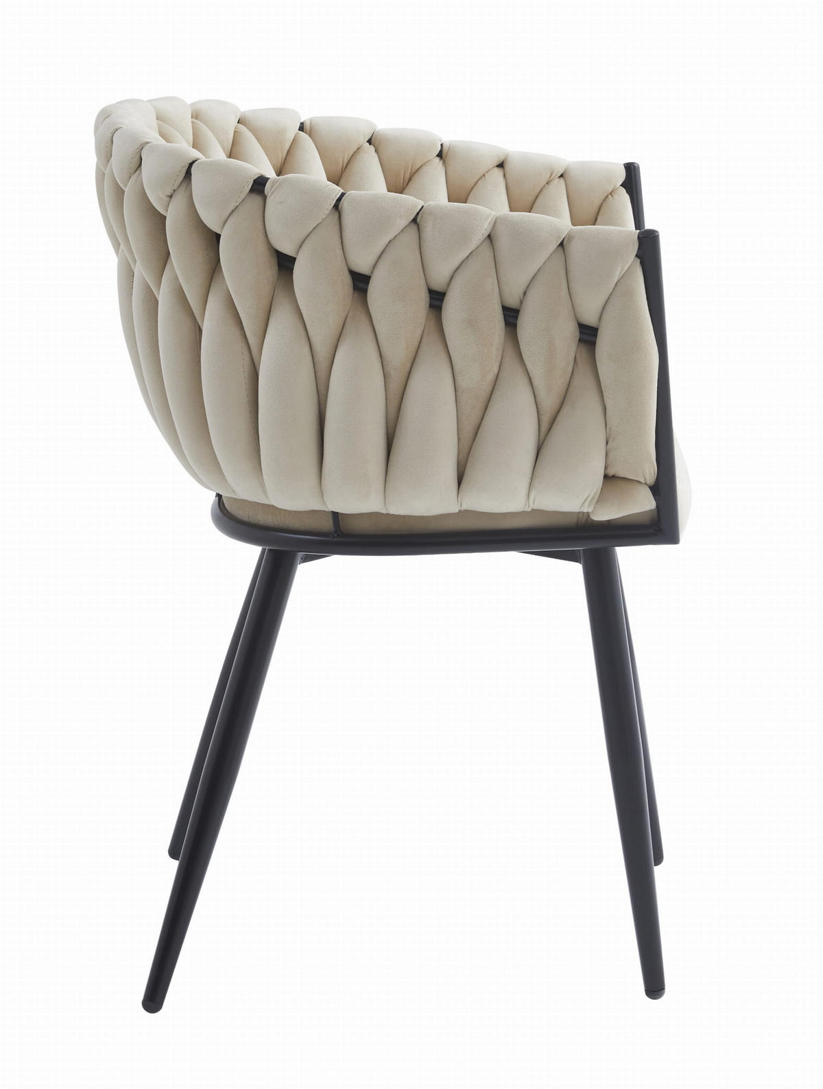 STUHL ARONA 6-er Set, Beige, Schwarz, Schwarze metallische Beine - Beige, Textil/Metall (61/79/55cm) - Komodee