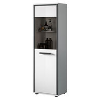 MIDISCHRANK weiß Hochglanz, grau 40 x 139 cm, Badkommode mit wechselbaren Türanschlag - Weiß Hochglanz/Schwarz, Glas/Holzwerkstoff (40/139/34cm) - Inn.Furn