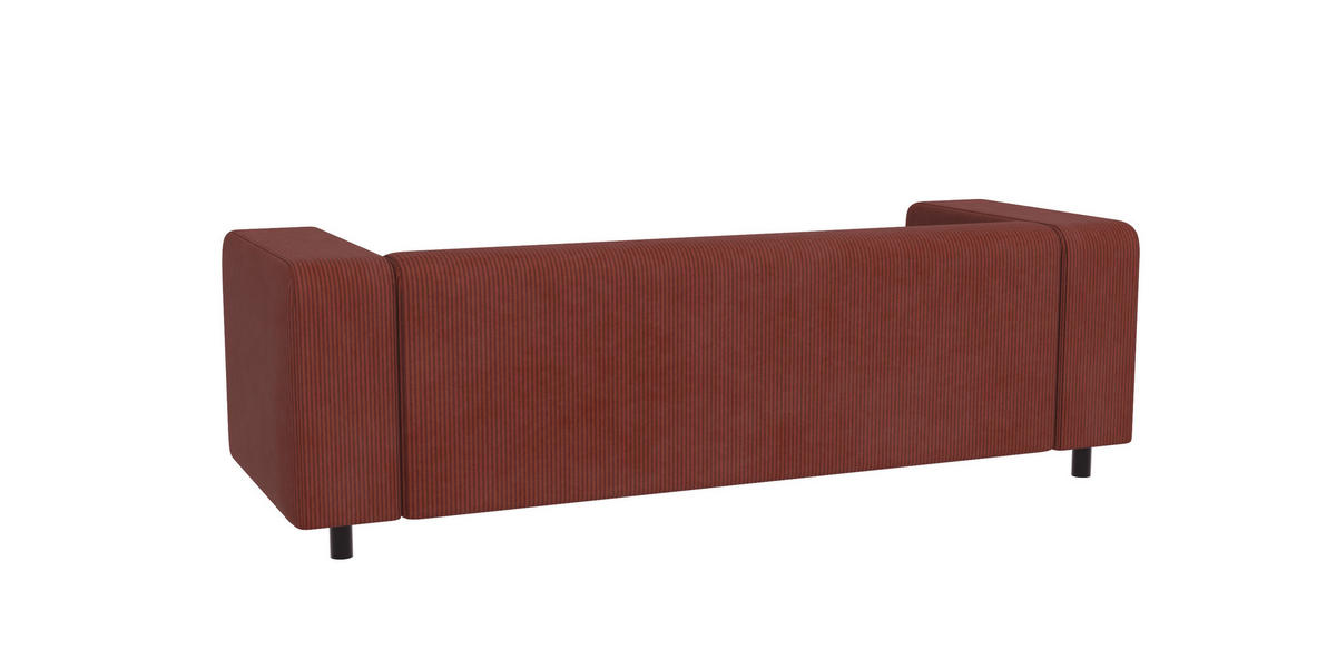 3-SITZER-SOFA Tove Terrakotta Cord - Terra cotta/Schwarz, Holz/Kunststoff (135/65/80cm) - S-Style Möbel