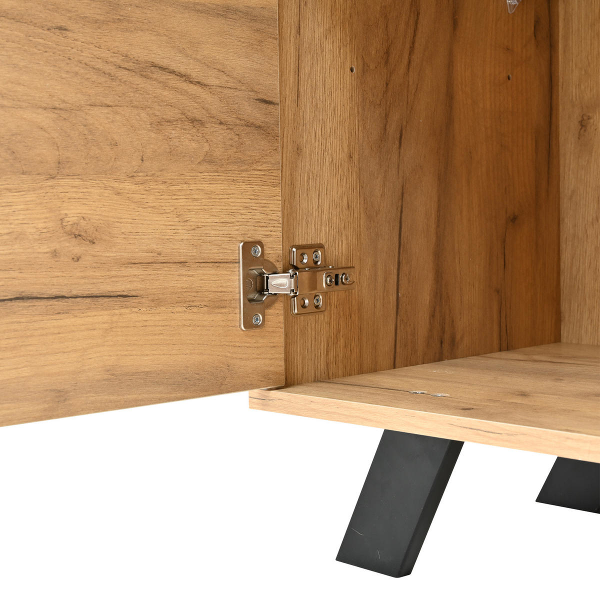 SIDEBOARD 120/38/75 cm Schwarz/Natur aus MDF mit 4 Schubladen und 2 Schränken - Schwarz, Holzwerkstoff (38/75/120cm) - OKMYHOME