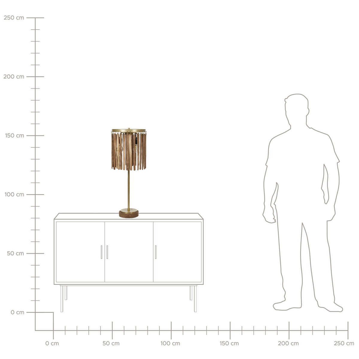 TISCHLAMPE Sabari 34/34/77 cm - Dunkelbraun, Holz (34/34/77cm) - Beliani