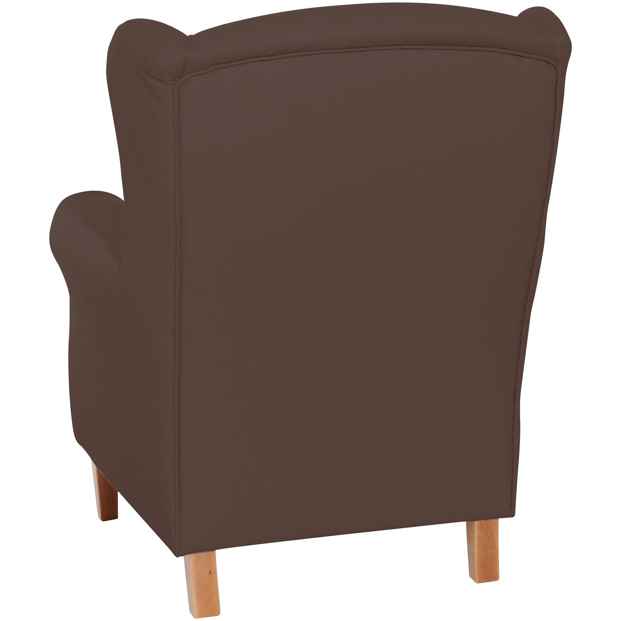 58aufmkessel Ohrensessel Braun, Buche 86x103x77 cm