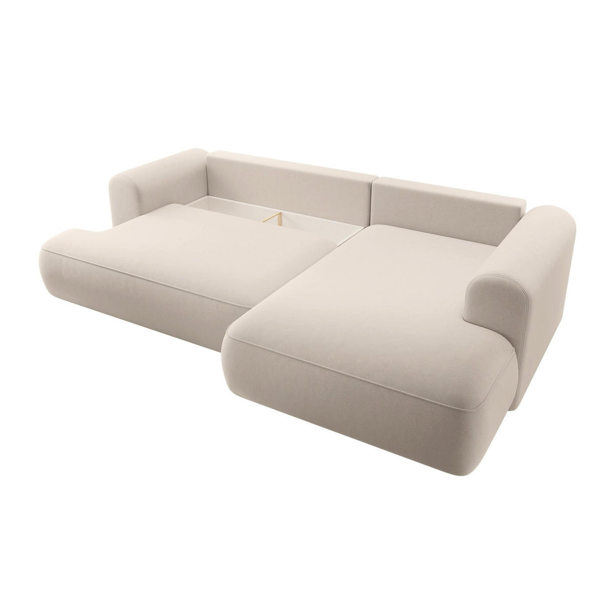 ECKSOFA Ovo Hellbeige Samt - Beige/Schwarz, Kunststoff/Textil (165/260cm) - Selsey