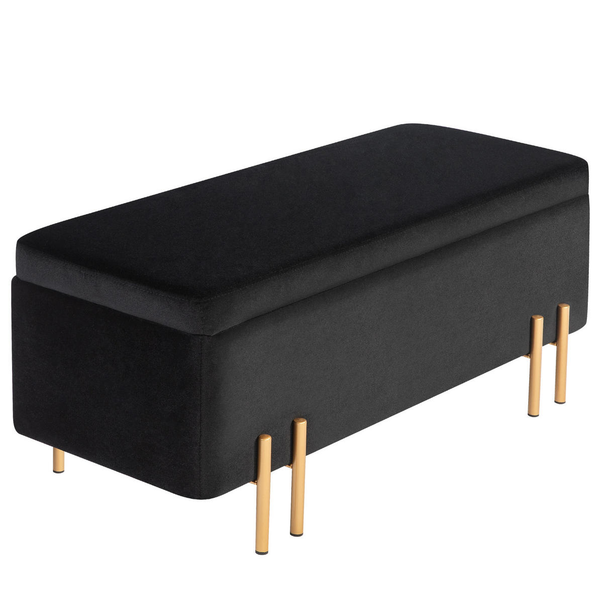 TRUHENBANK DE-07121 Metall & Kautschukholz, bis 220 kg Schwarz - Schwarz, Holz/Textil (40/42/100cm) - ComfortXL