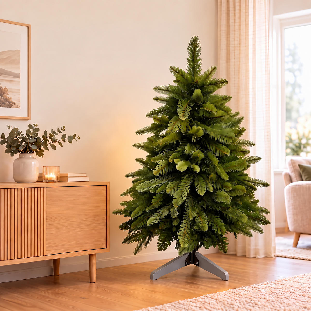 WEIHNACHTSBAUM Grün künstlich Nordmanntanne 180 cm ohne Beleuchtung - Dunkelgrün, Holz/Kunststoff (180cm) - Relaxdays