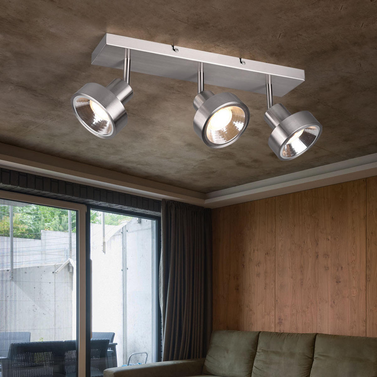 LED DECKENLEUCHTE Metall Silber 3-flammig - Silberfarben, Metall (44/16/19cm)