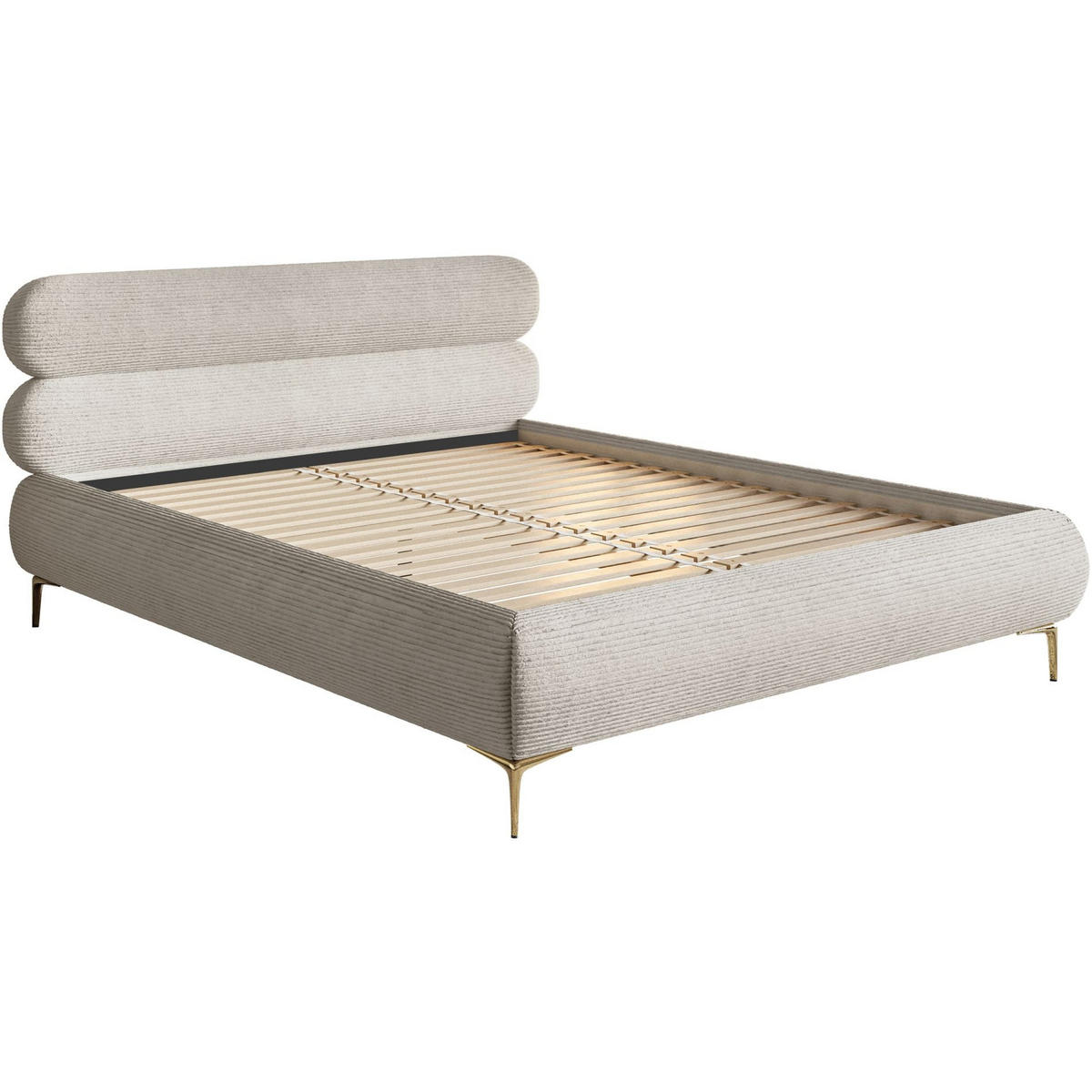 POLSTERBETT Roule Cord Greige 140x200 cm - Taupe/Goldfarben, Textil/Metall (140/200cm) - Selsey