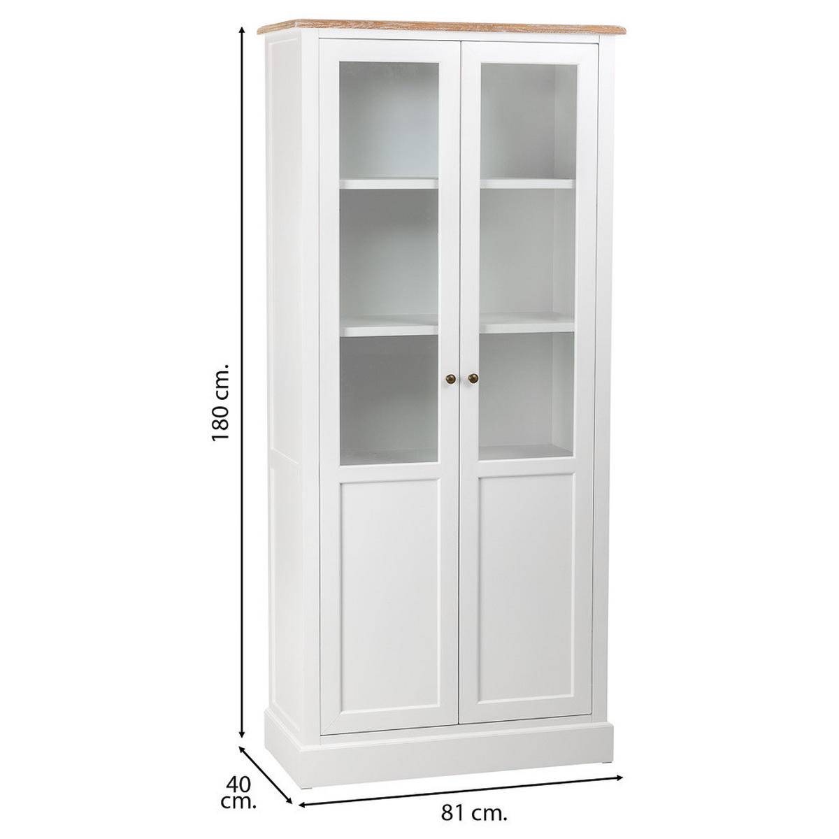 VITRINE aus Holz, weiß, 81x40x180cm - Weiß, Holzwerkstoff (81/180/40cm) - Wanderlust