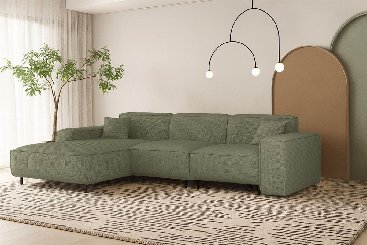 ECKSOFA Gloria In Artico - Grün, Holzwerkstoff/Textil (165/266cm) - Fun Möbel