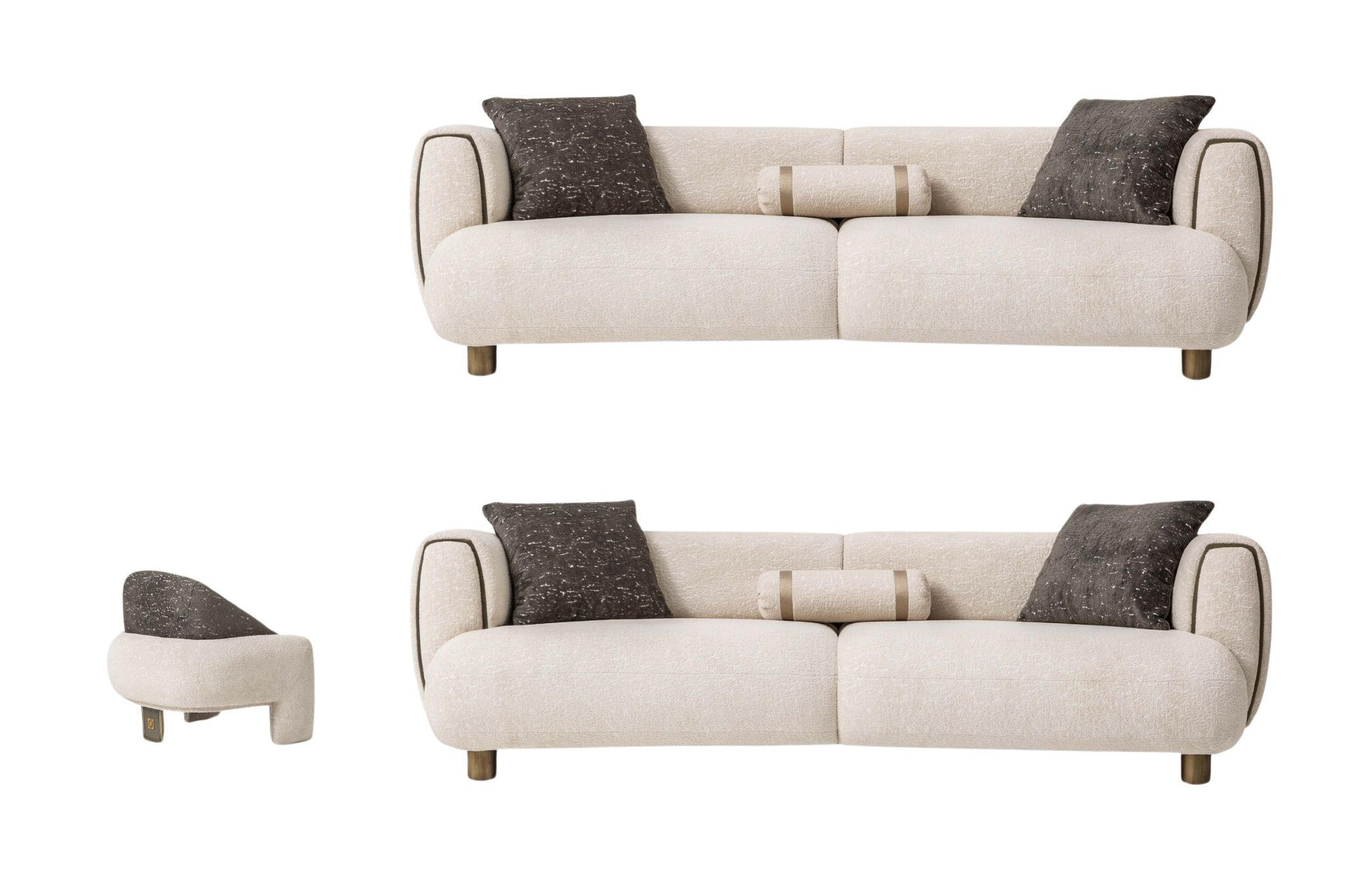 SITZGARNITUR Artemis Stellvariante:3+3+1 - Beige, Holz/Textil (250/75/95cm) - Villa Möbel