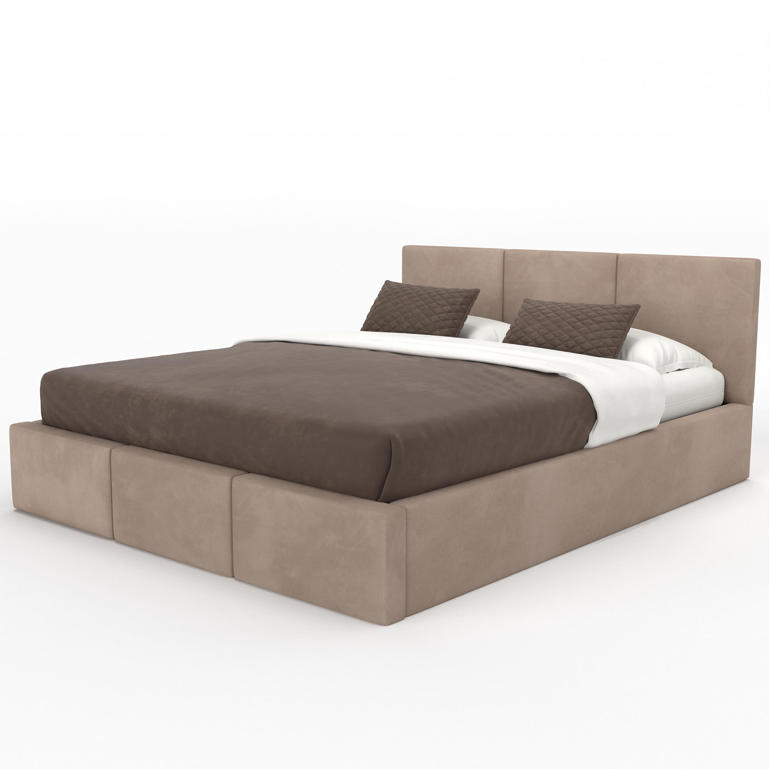 POLSTERBETT mit Stauraum Beige 120x200cm Kopfteil 100cm - Beige, Holzwerkstoff/Textil (120/200cm) - Muralo