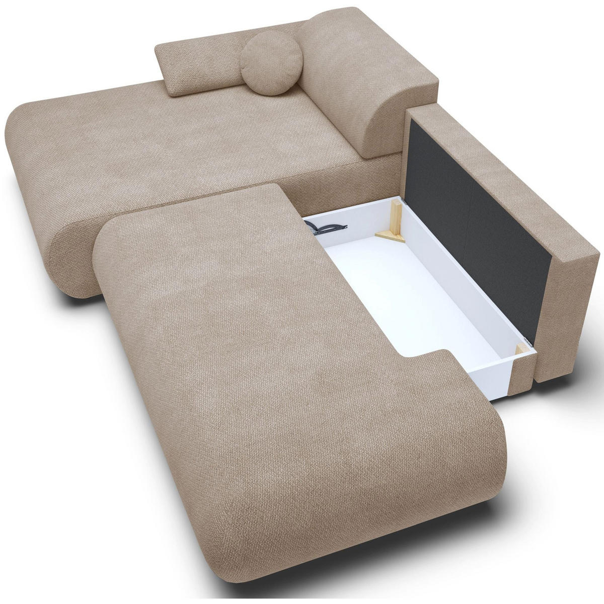 ECKSOFA Armone Beige Chenille - Beige/Schwarz, Kunststoff/Textil (286/173.5cm) - Selsey