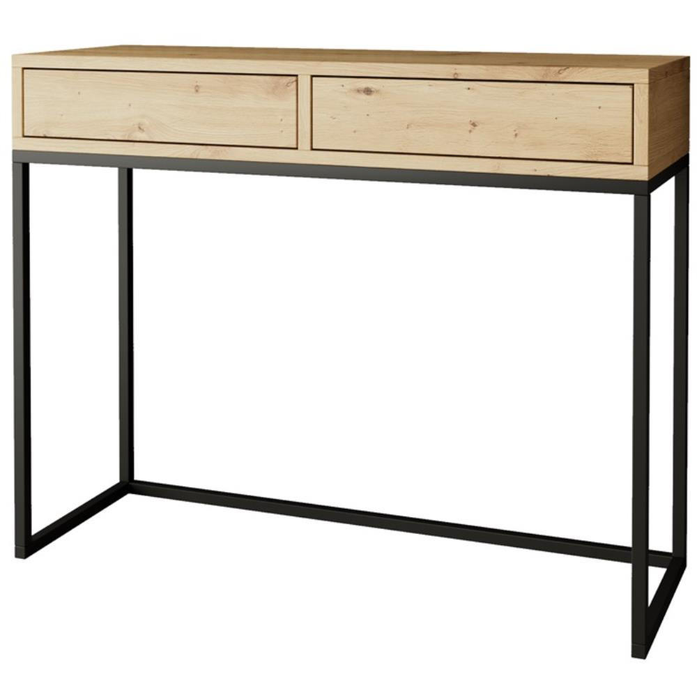 KONSOLENTISCH Lango 100/85/35 eiche Artisan mit schwarzen Matellbeinen - Schwarz/Eiche Artisan, Holzwerkstoff/Metall (35/100/85cm) - Beautysofa