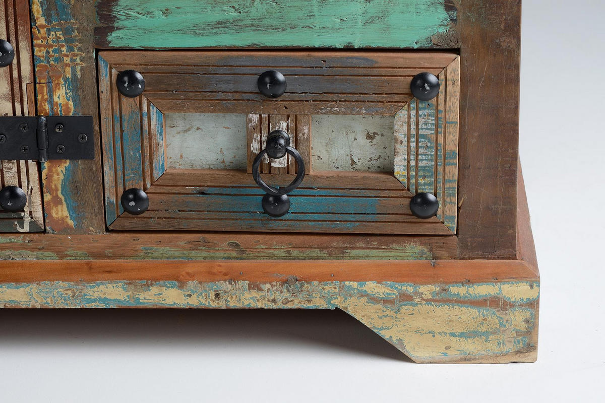 SIDEBOARD aus recyceltem Holz und mehrfarbigen Metalldetails - Chromfarben, Holz (40/80/110cm) - Giner y Colomer