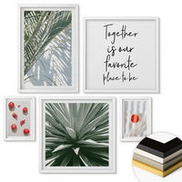 WANDBILDER 5er-Set - 50x50 cm & 20x30 cm & 40x60 cm Weißer Rahmen - Feiertags-Palmenfrucht-Inschrift - Weiß, Kunststoff (40/60cm) - ArtPrintCave