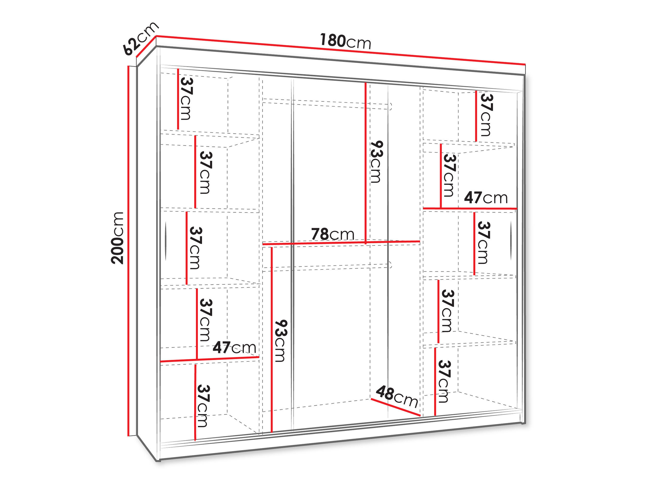 Thumbnail - Mirjan24 Schwebetürenschrank, Kaschmir, Kunststoff, Rechteckig, 180x200x62 cm, Schlafzimmer, Kleiderschränke, Schwebetür...