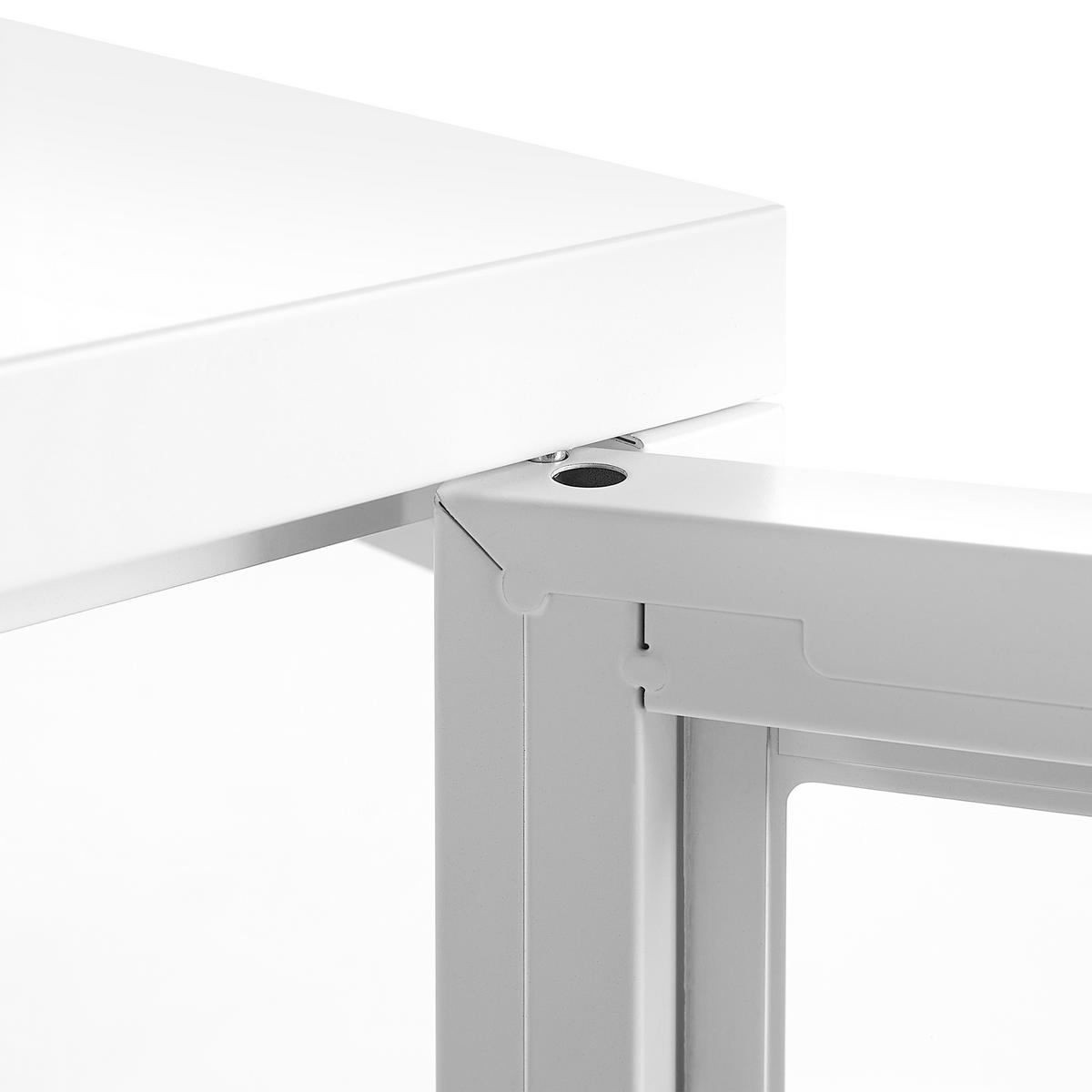 SIDEBOARD mit Glastüren Metall 115 cm Weiß Newport - Weiß, Metall (115/65/35cm) - Beliani