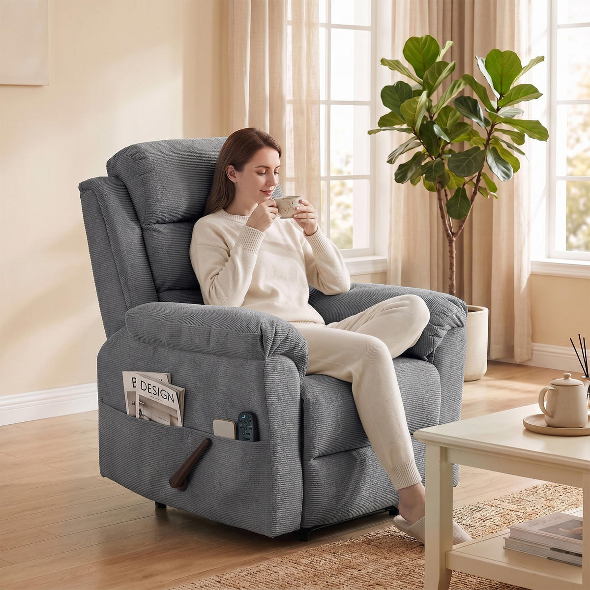 MASSAGESESSEL Polyester Grau - Grau, Textil/Metall (87/109/95cm) - HOMCOM