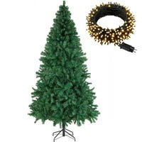 SET WEIHNACHTSBAUM MIT LICHTERKETTE ,pulverbeschichteter Metallständer mit Kunststoffkappen,grün - Grün, Kunststoff (230cm) - tectake