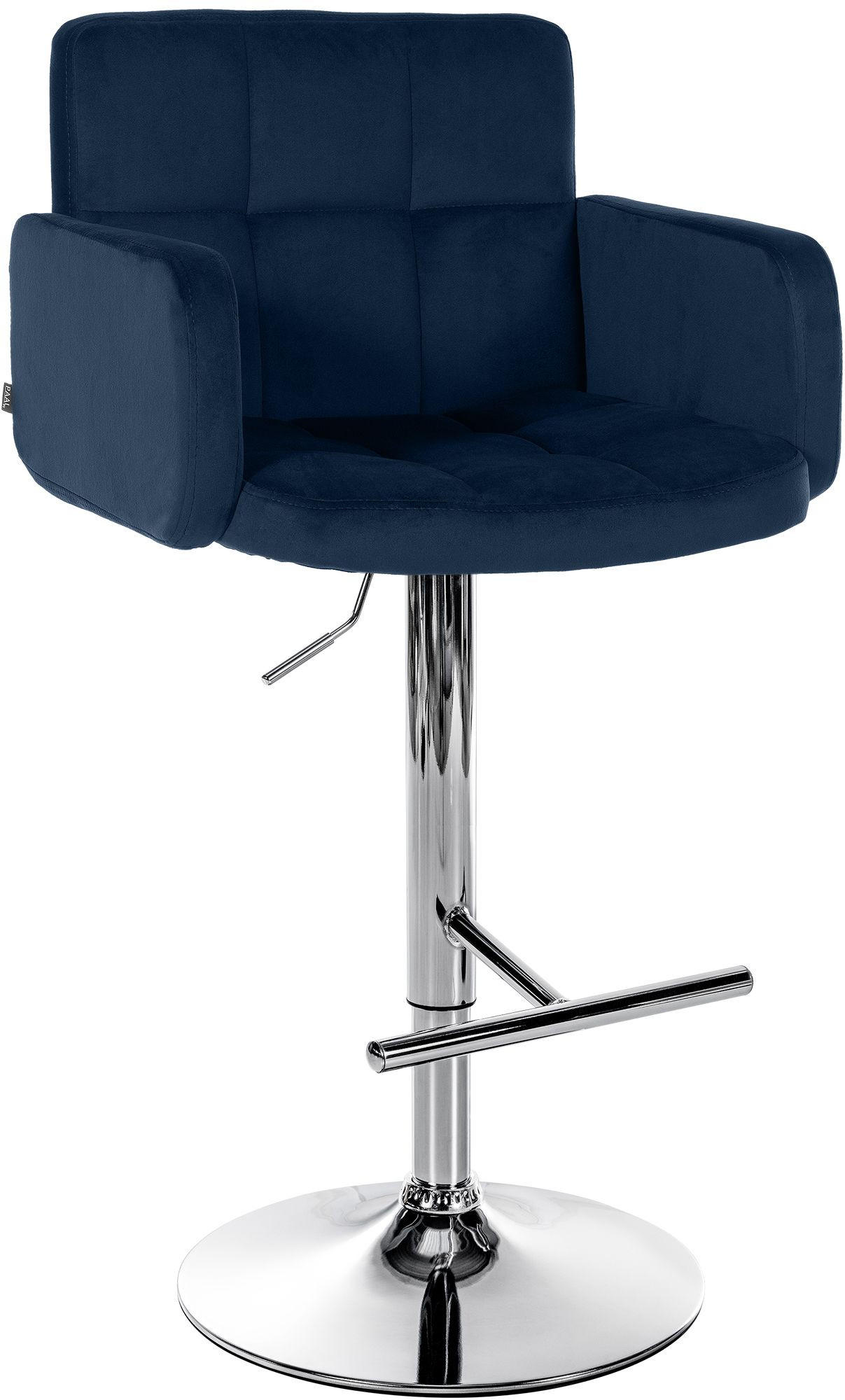 BARHOCKER Samt Blau - Chromfarben/Blau, Textil/Metall (60/93/56cm) - CLP