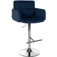 BARHOCKER Samt Blau - Chromfarben/Blau, Textil/Metall (60/93/56cm) - CLP