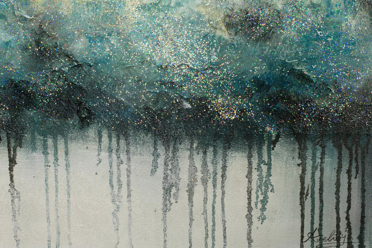 ACRYLBILD HANDGEMALT 100/75 cm - Türkis/Grau, Holz/Textil (1.66/75cm) - KUNSTLOFT