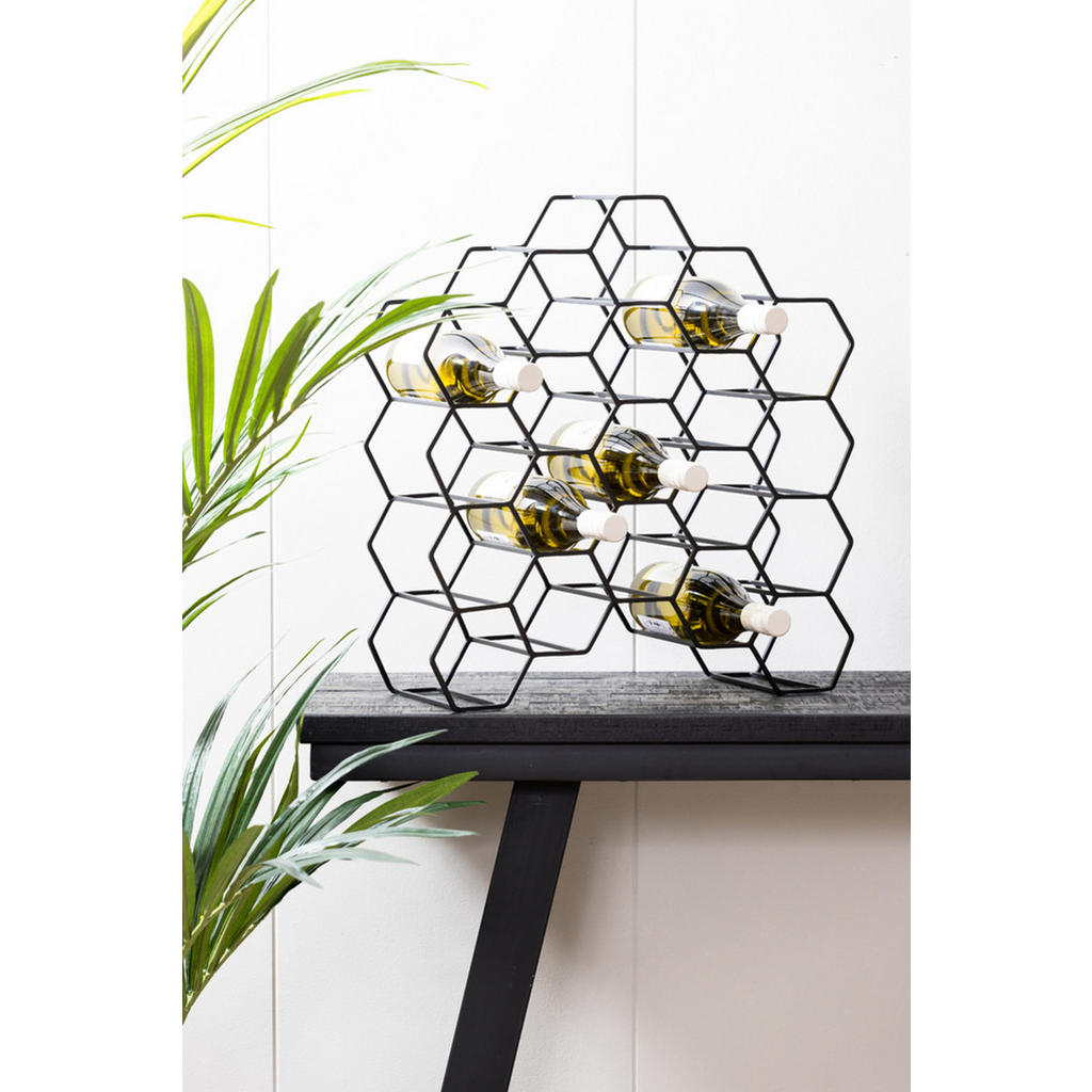 Thumbnail - Light & Living Weinregal, Schwarz, Metall, Freiform, 18x52x48 cm, CE, Wohnzimmer, Regale, Weinregale