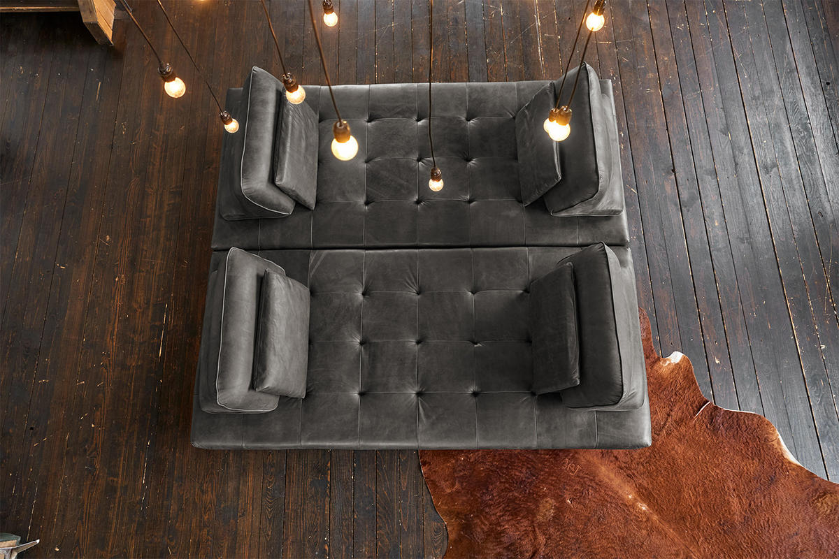 MODULSOFA WIOLO Grau Leder - Silberfarben/Grau, Leder (350/83/240cm) - KAWOLA