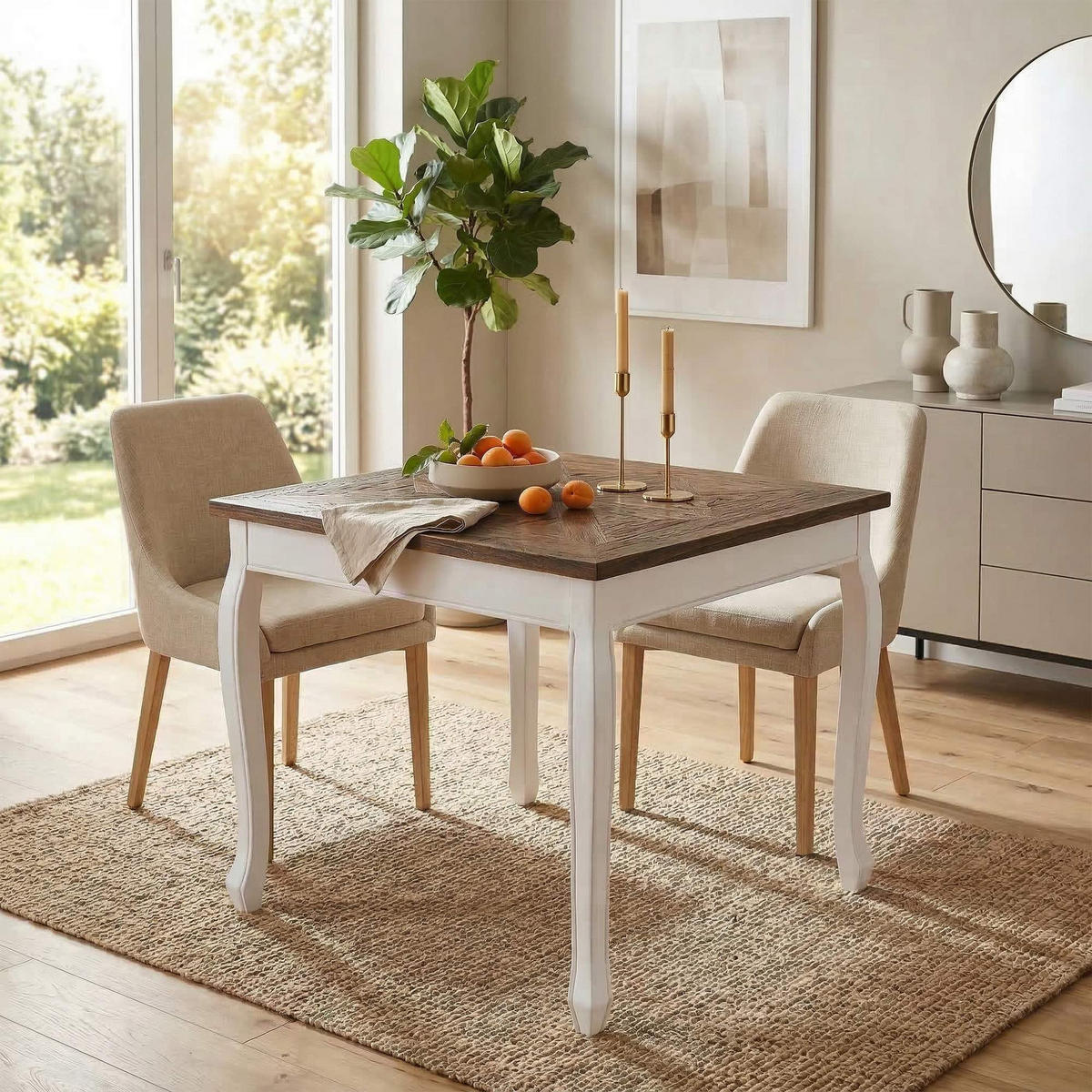 ESSTISCH Agnes eckig 80x80x79cm Holz Weiß-Braun Küchentisch - Braun, Holz (80/80/79cm) - DELUKE