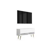 TV-LOWBOARD 100 cm Mattweiß, goldene schräge Beine, 100 × 32 × 52 cm - Weiß, Holzwerkstoff (100/52/32cm) - 3XE LIVING