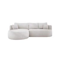 ECKSOFA FIORE-L Moderne Ausziehbare Schlaf-Funktion, automatischer Auffaltung, lose Rückenkissen freistehend LINKS 284x183x82 cm cm White - Weiß Hochglanz, Holz/Textil (183/284cm) - DomoHome