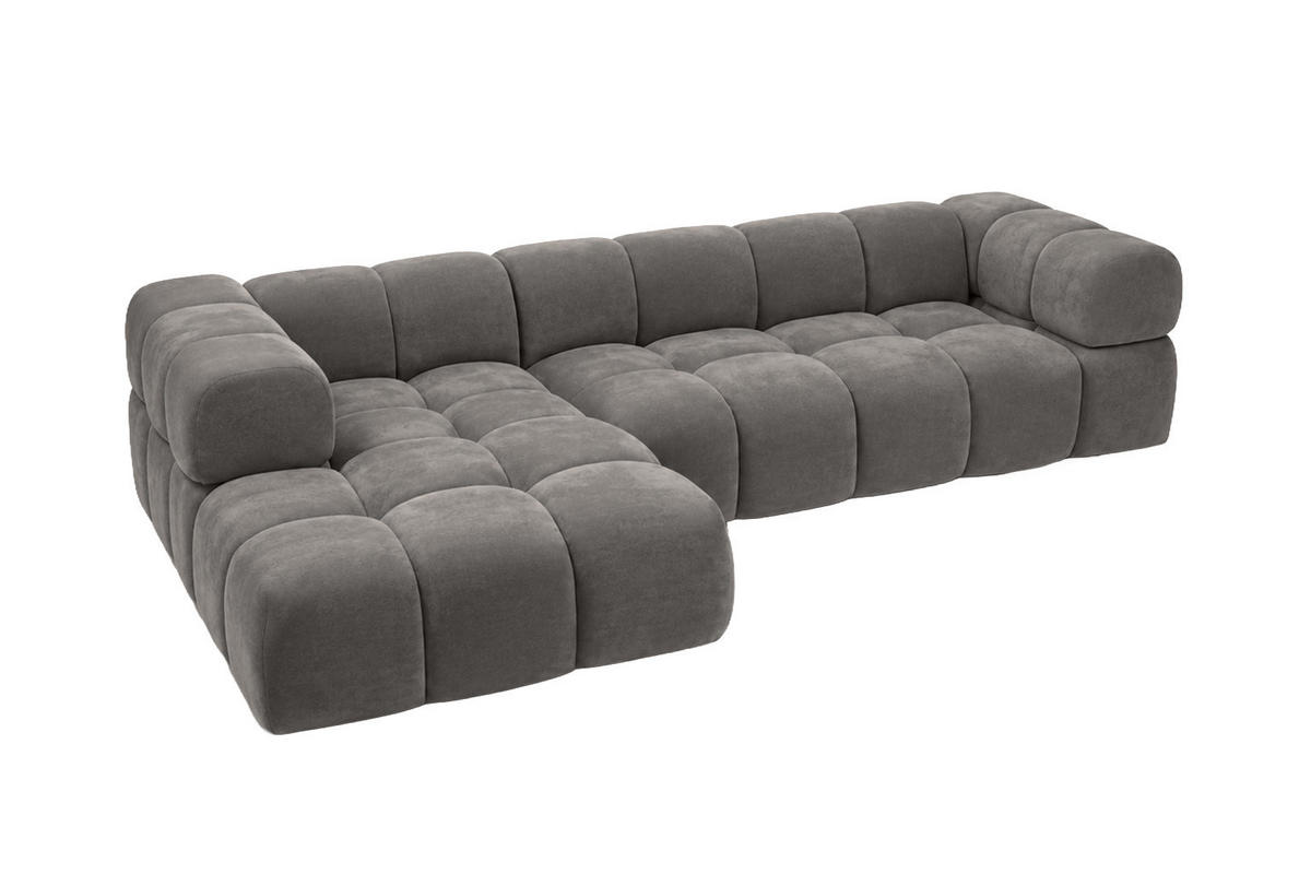 ECKSOFA L-Form, Veloursstoff Bluvel, Aschgrau, Links, Averro XL - Grau, Holz (320/150cm) - Kaiser Möbel