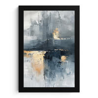 GERAHMTES BILD Kunst - Grau - Gold - Abstrakt 20x30 cm - Dunkelgrau, Papier (20/30cm) - MuchoWow